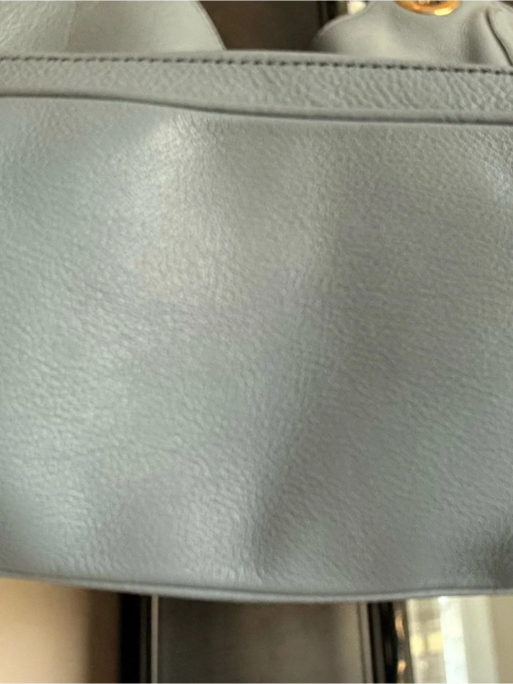 Light Blue Salvatore Ferragamo Leather Tote Bag with Gold Hardware